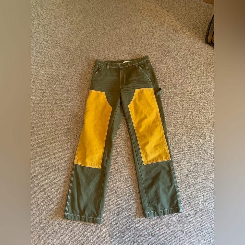 Urban Outfitters Green and Yellow Straight Leg Pants